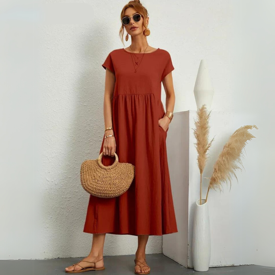 Ann™ – Pure Cotton Casual Midi Dress