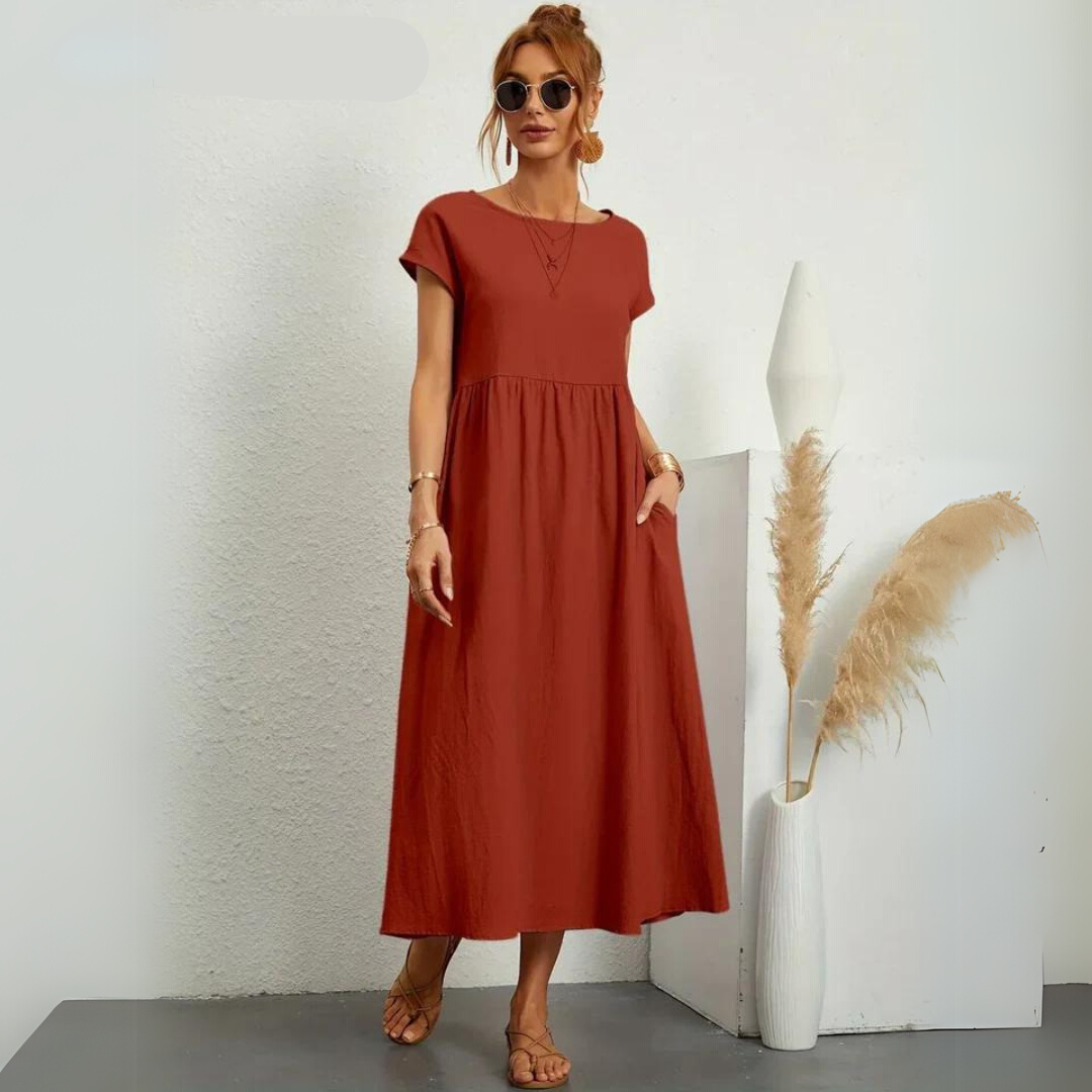 Ann™ – Pure Cotton Casual Midi Dress