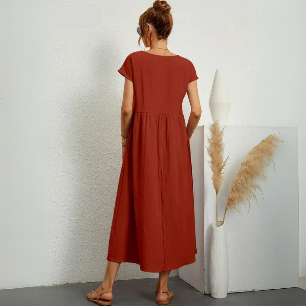 Ann™ – Pure Cotton Casual Midi Dress