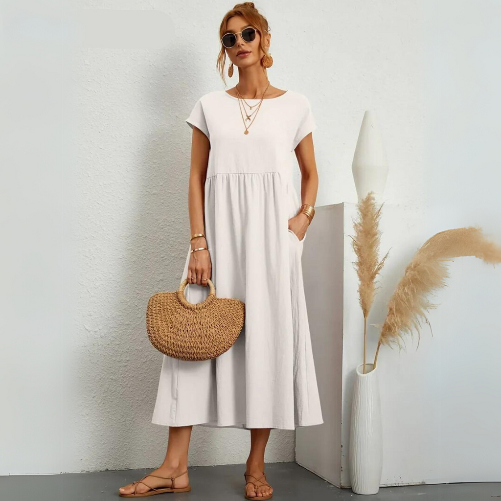 Ann™ – Pure Cotton Casual Midi Dress