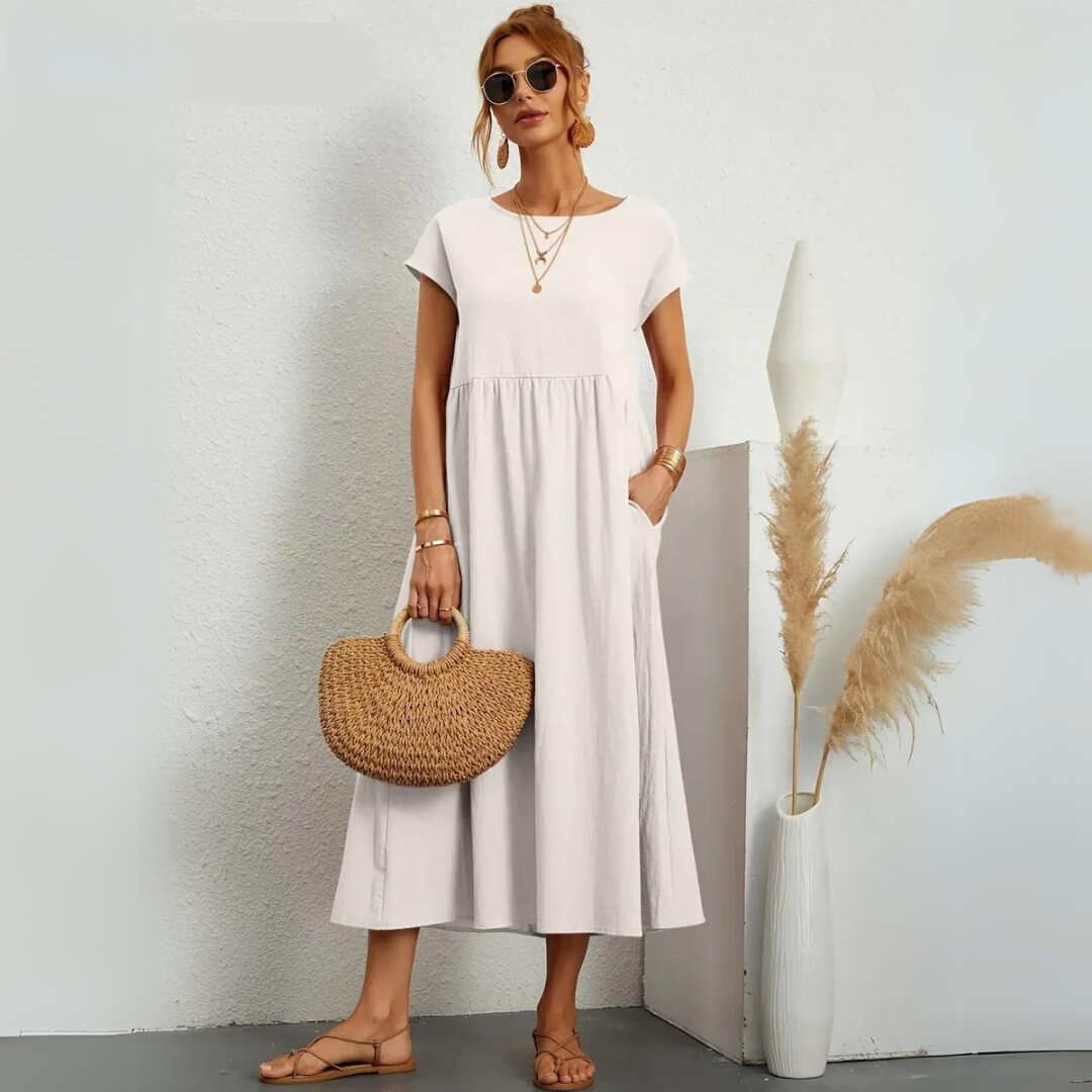 Ann™ – Pure Cotton Casual Midi Dress