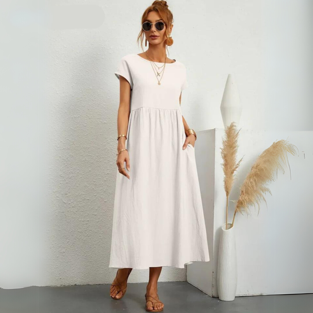 Ann™ – Pure Cotton Casual Midi Dress