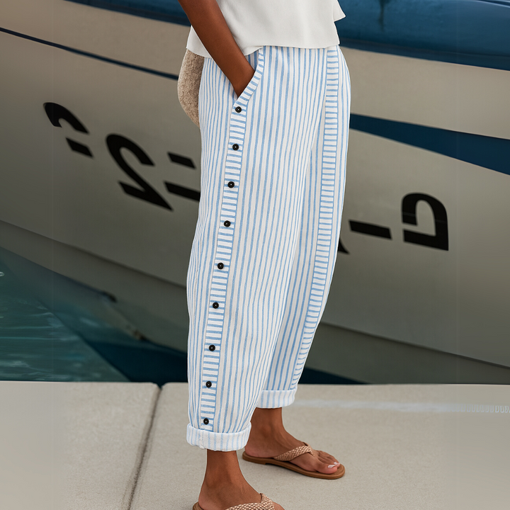 Patricia™ | Elegant Striped Button Trousers