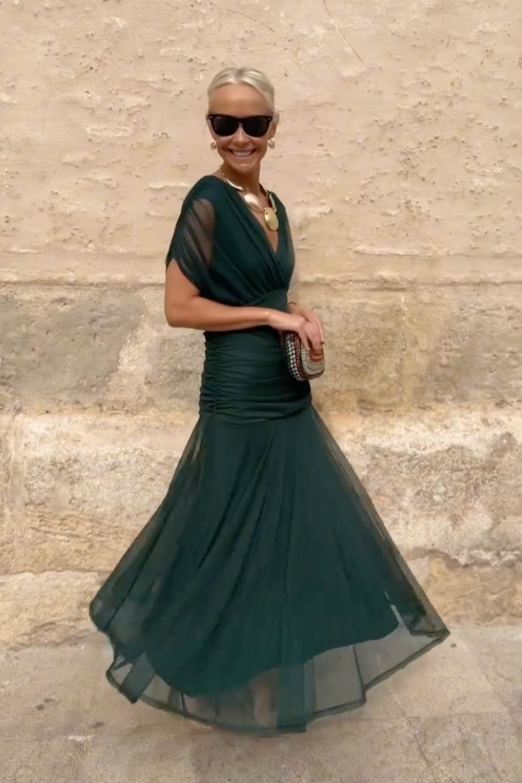 Élodie | Robe Maxi de Fête Élégante à Col V