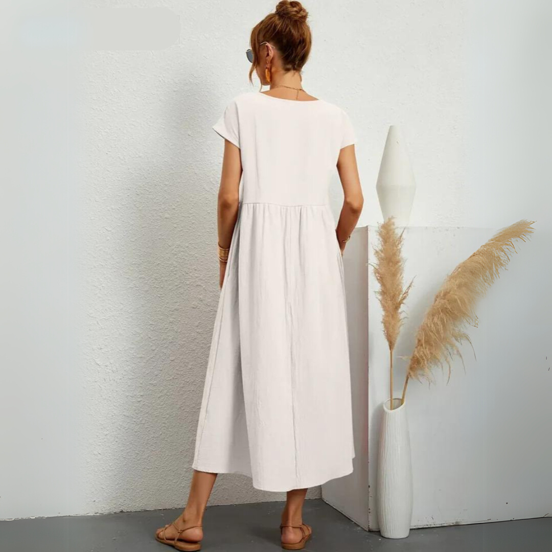 Ann™ – Pure Cotton Casual Midi Dress