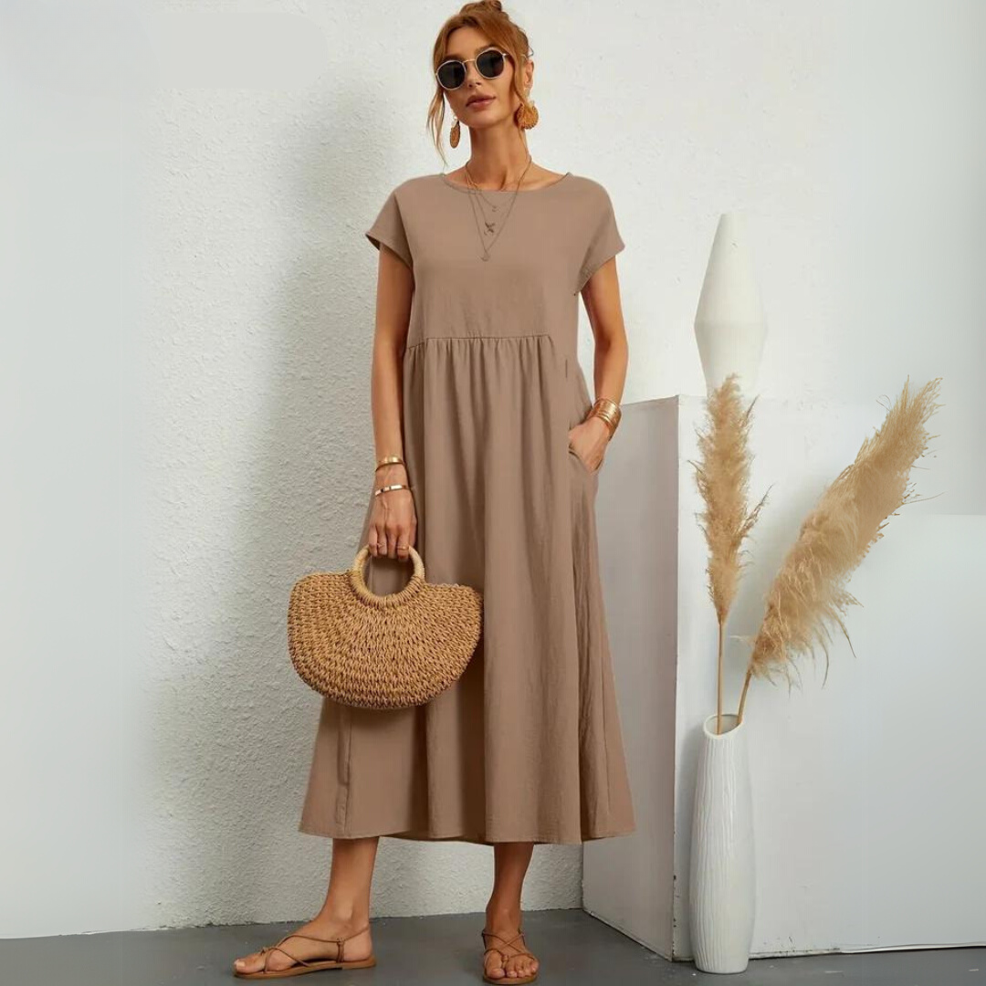 Ann™ – Pure Cotton Casual Midi Dress