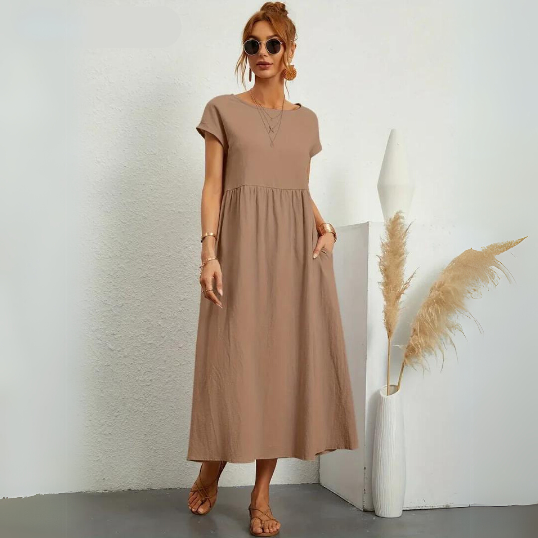 Ann™ – Pure Cotton Casual Midi Dress