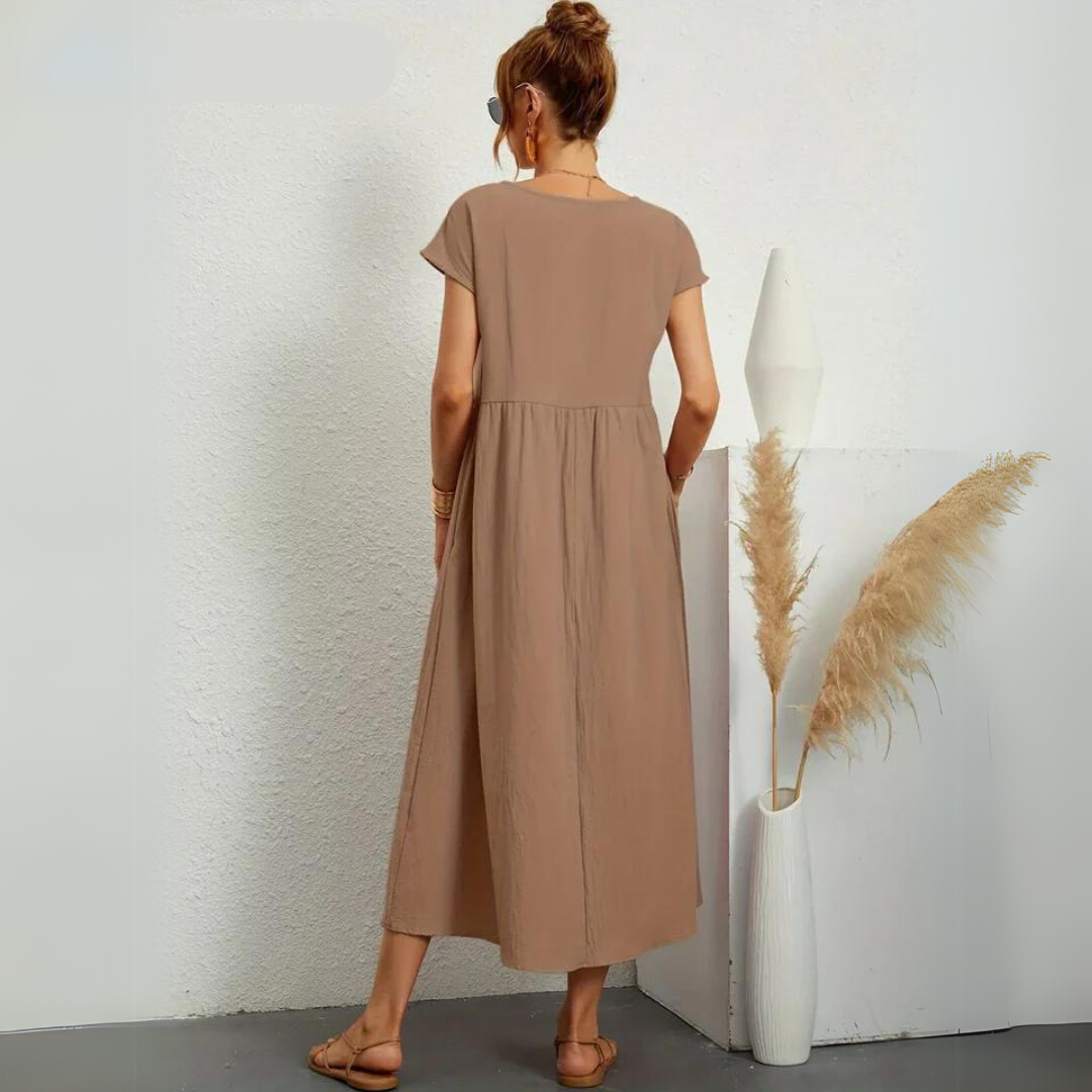 Ann™ – Pure Cotton Casual Midi Dress