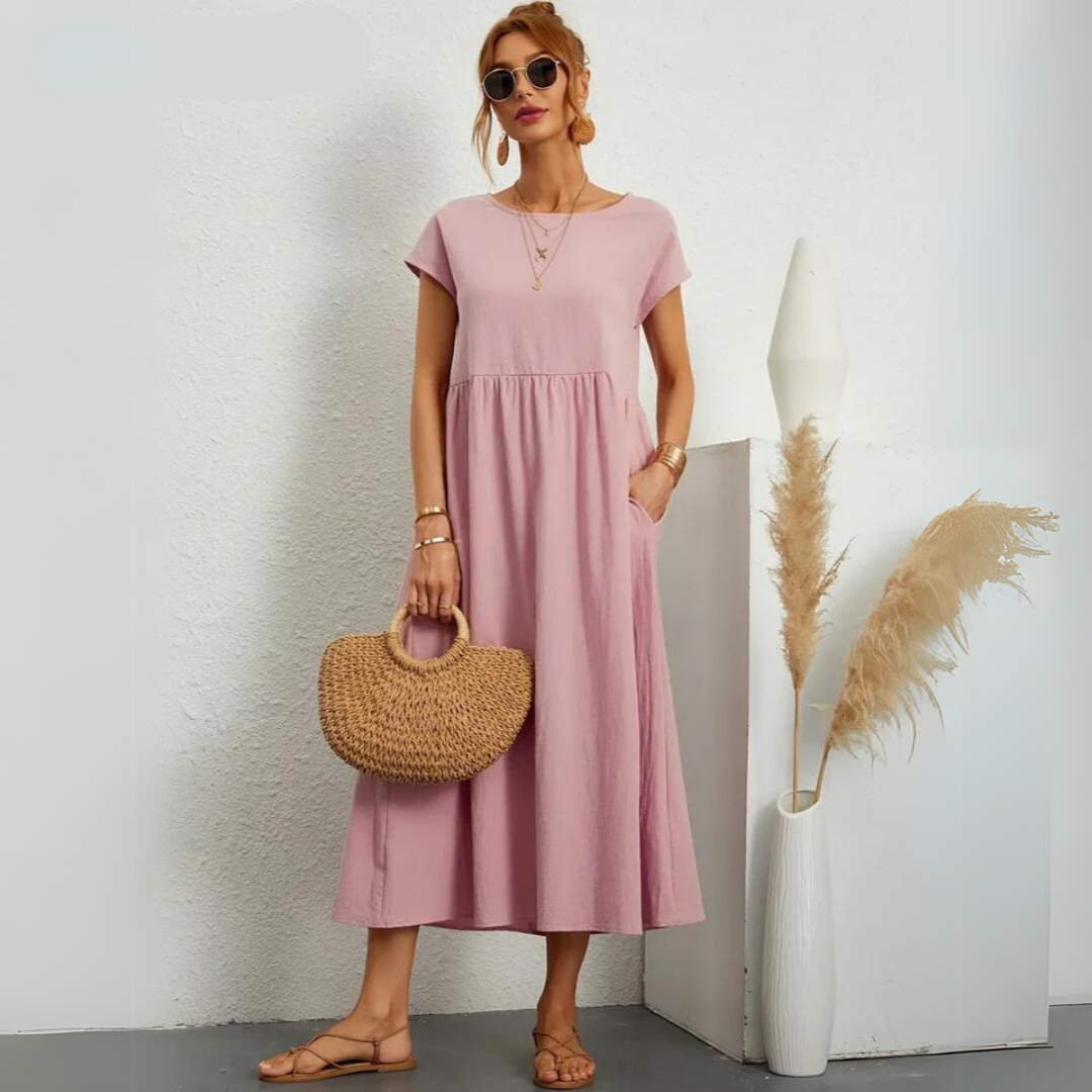 Ann™ – Pure Cotton Casual Midi Dress