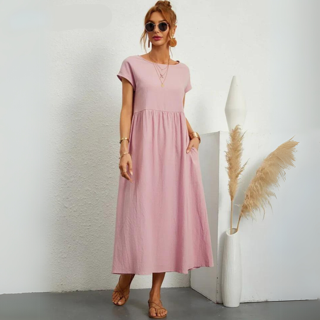 Ann™ – Pure Cotton Casual Midi Dress