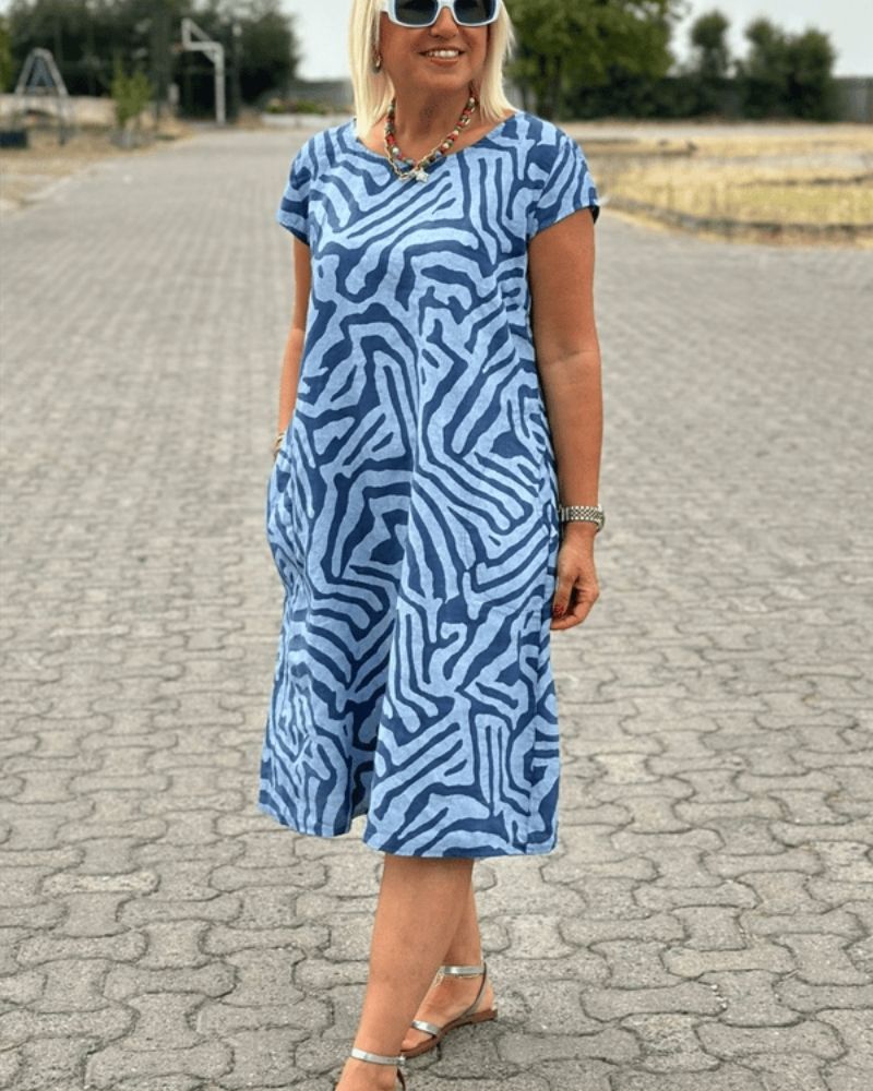 Claudia™ | Summer Dress with Round Neckline and Beautiful Print