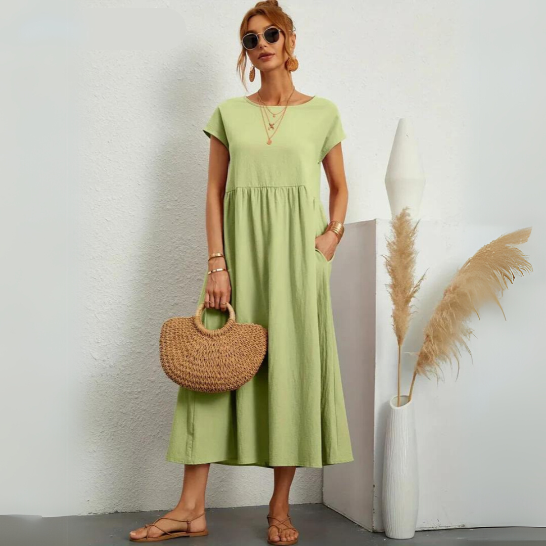 Ann™ – Pure Cotton Casual Midi Dress
