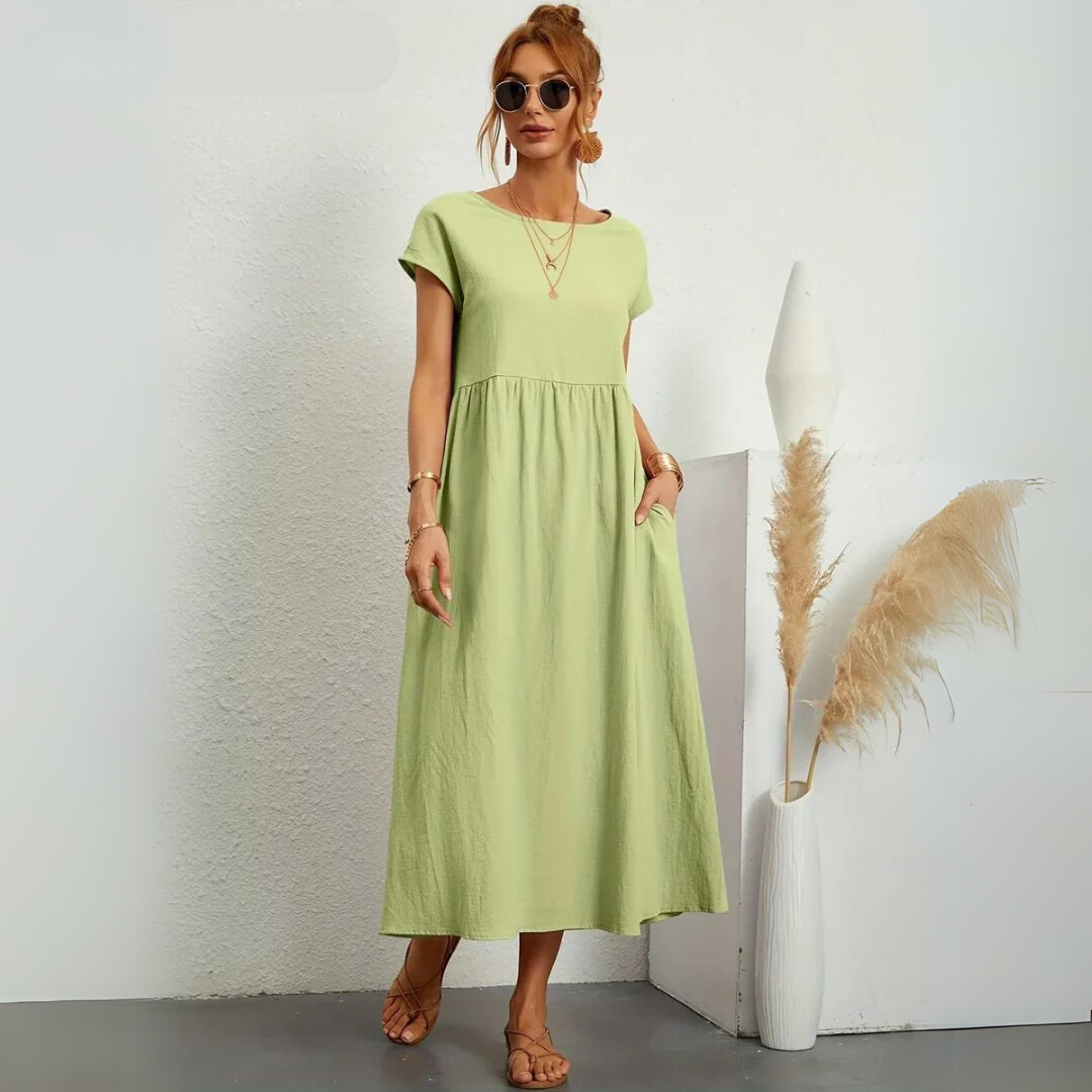 Ann™ – Pure Cotton Casual Midi Dress