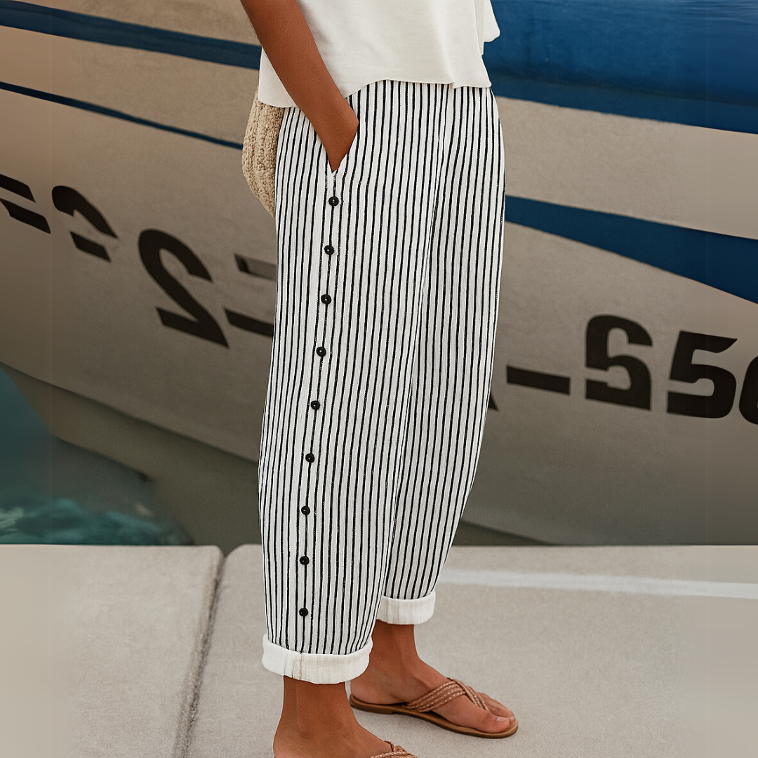 Patricia™ | Elegant Striped Button Trousers