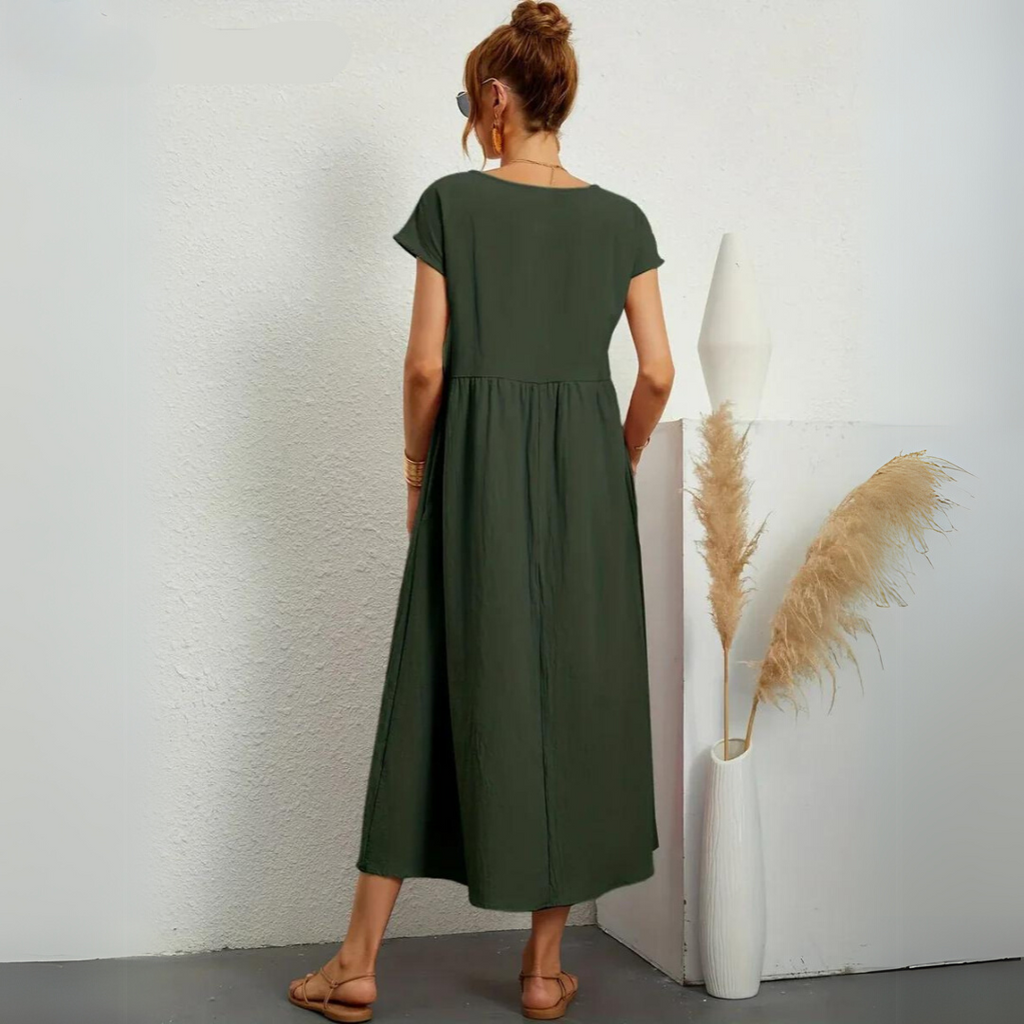 Ann™ – Pure Cotton Casual Midi Dress