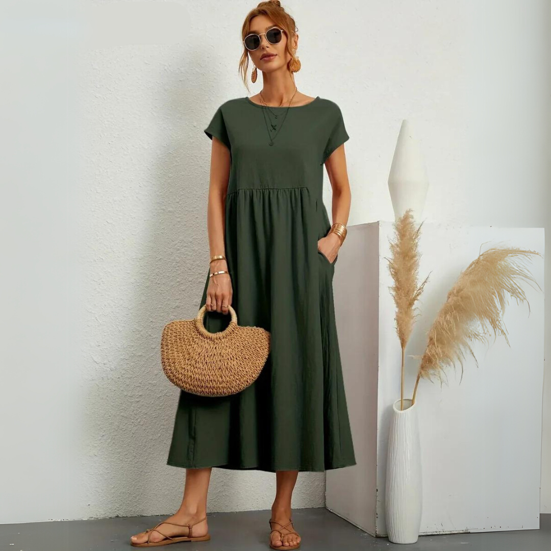 Ann™ – Pure Cotton Casual Midi Dress