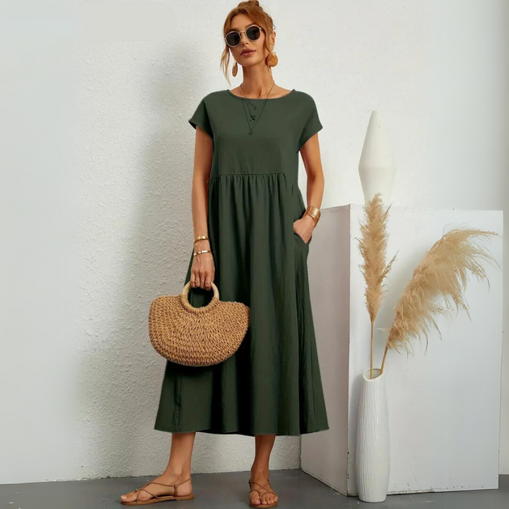 Ann™ – Pure Cotton Casual Midi Dress