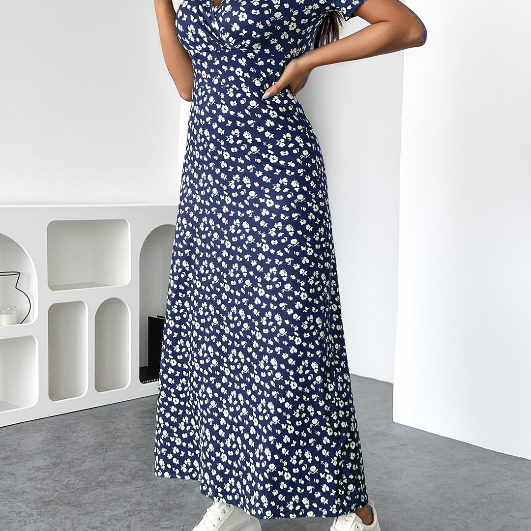 Martina™ | Elegant V-Neck Floral Print Dress