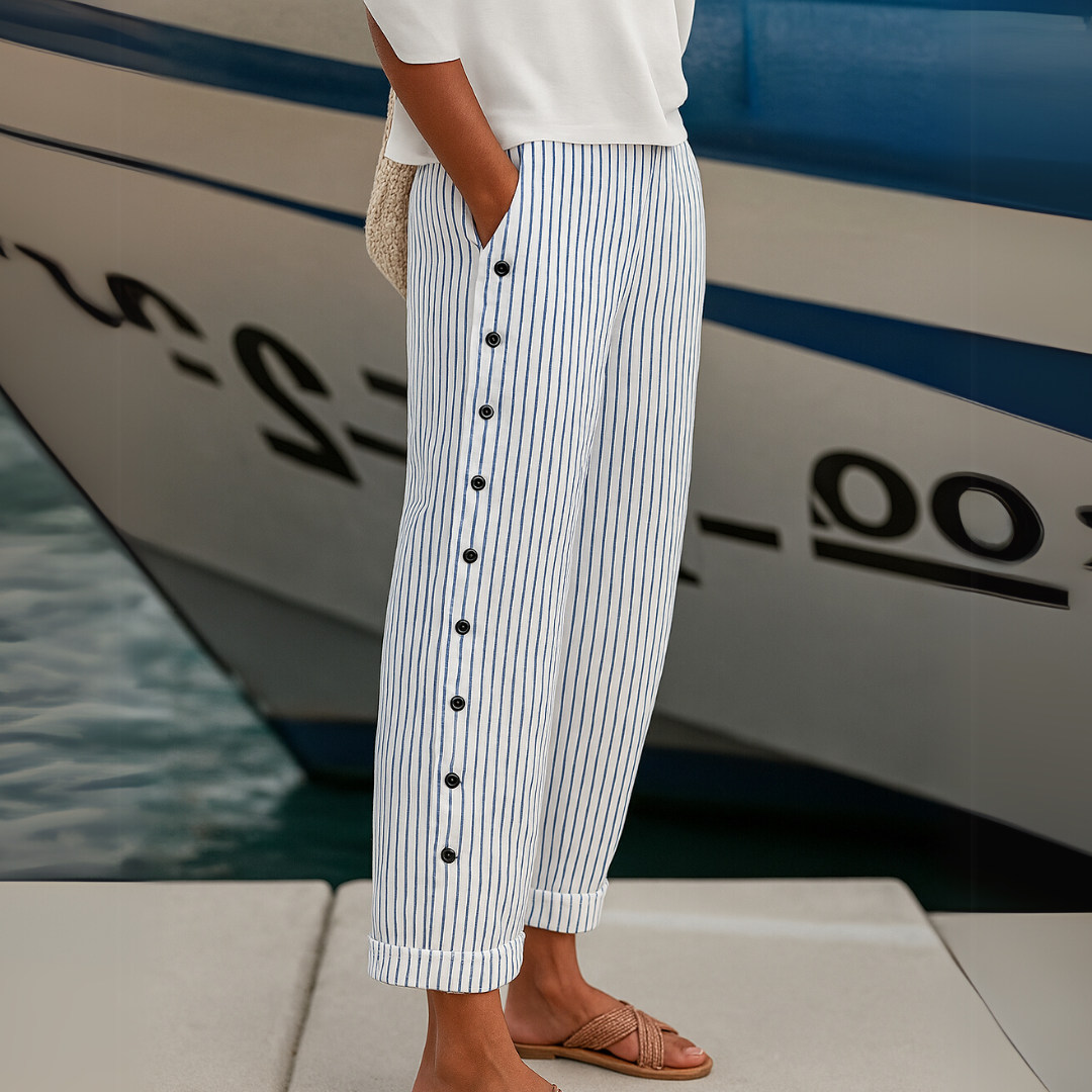 Patricia™ | Elegant Striped Button Trousers
