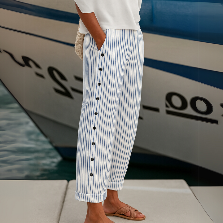 Patricia™ | Elegant Striped Button Trousers