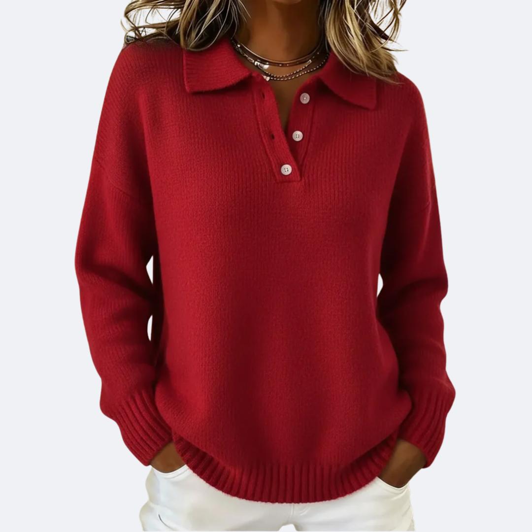 OLIVIA - Cozy Polo Collar Sweater