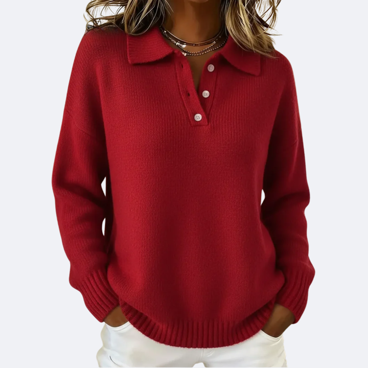 OLIVIA - Cozy Polo Collar Sweater