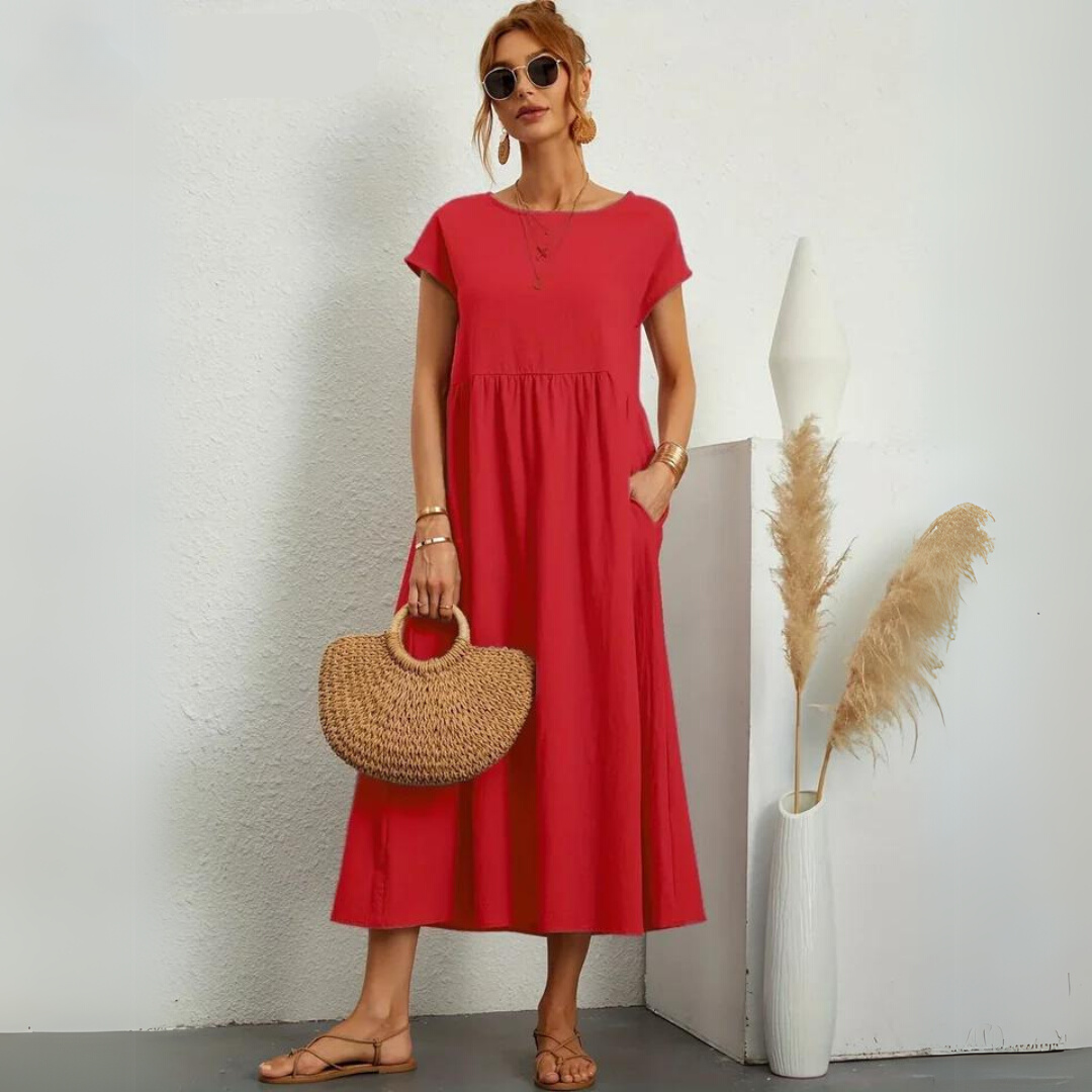 Ann™ – Pure Cotton Casual Midi Dress