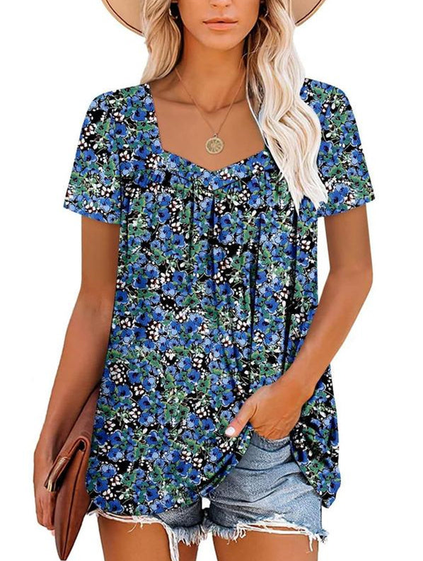 Margaret™ | Short Sleeve Fluid Top with Floral Print