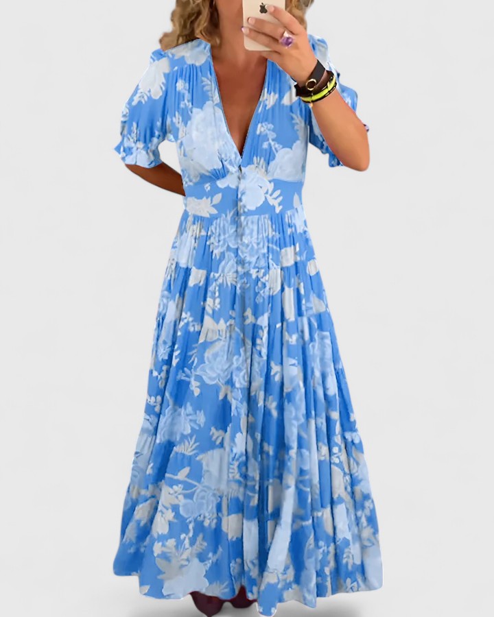Cecily | Elegant Floral V-neck Dress