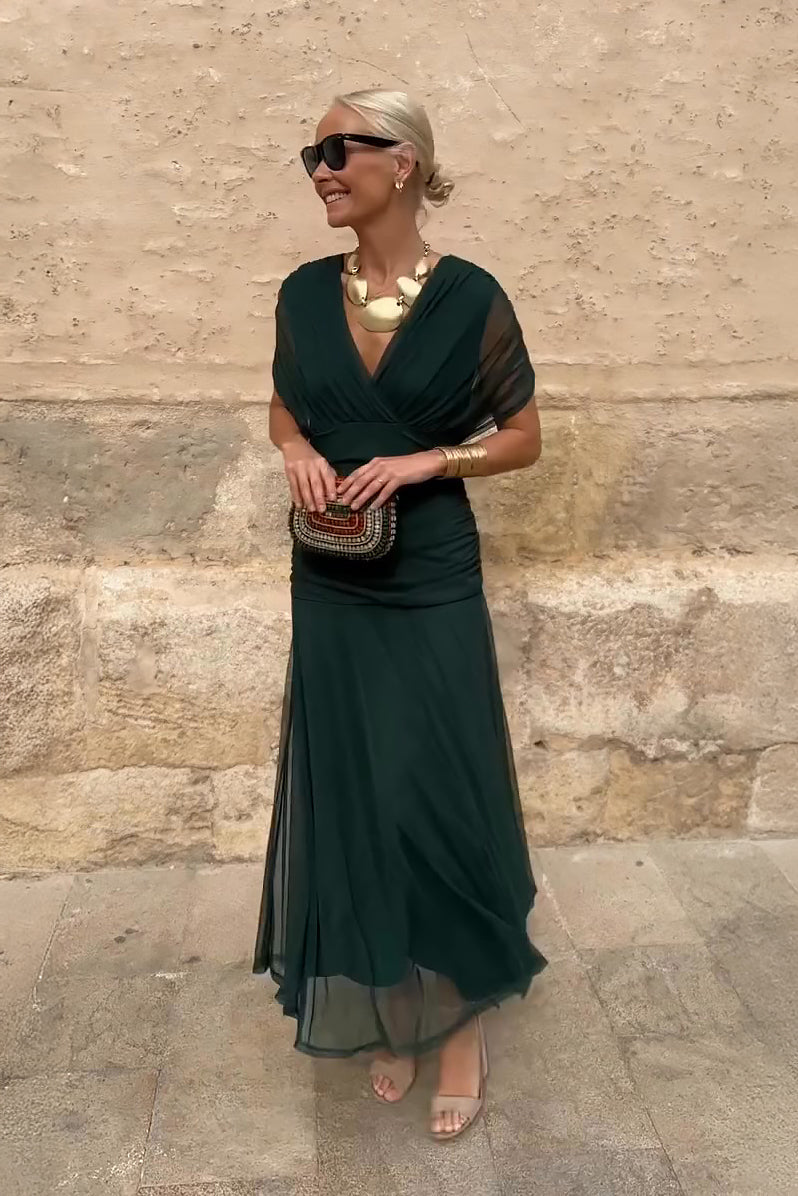 Élodie | Robe Maxi de Fête Élégante à Col V