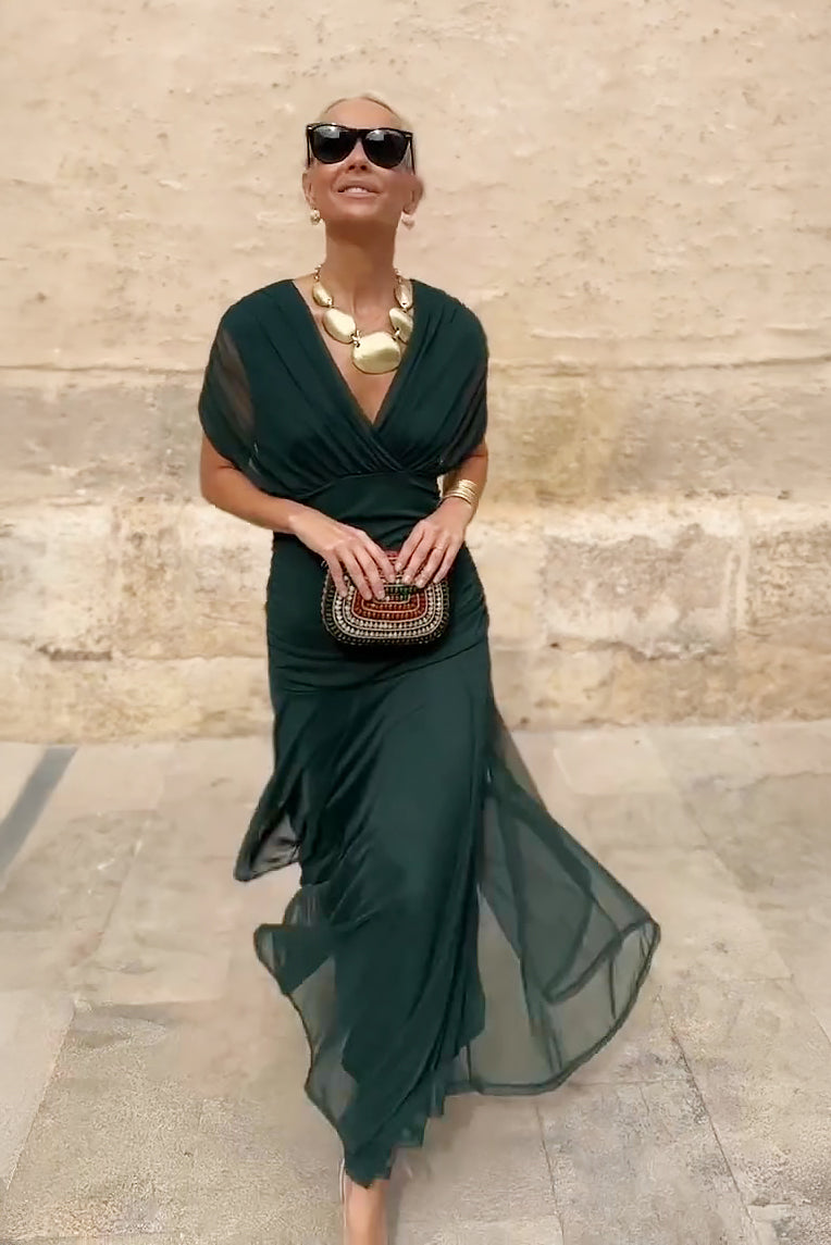 Élodie | Robe Maxi de Fête Élégante à Col V