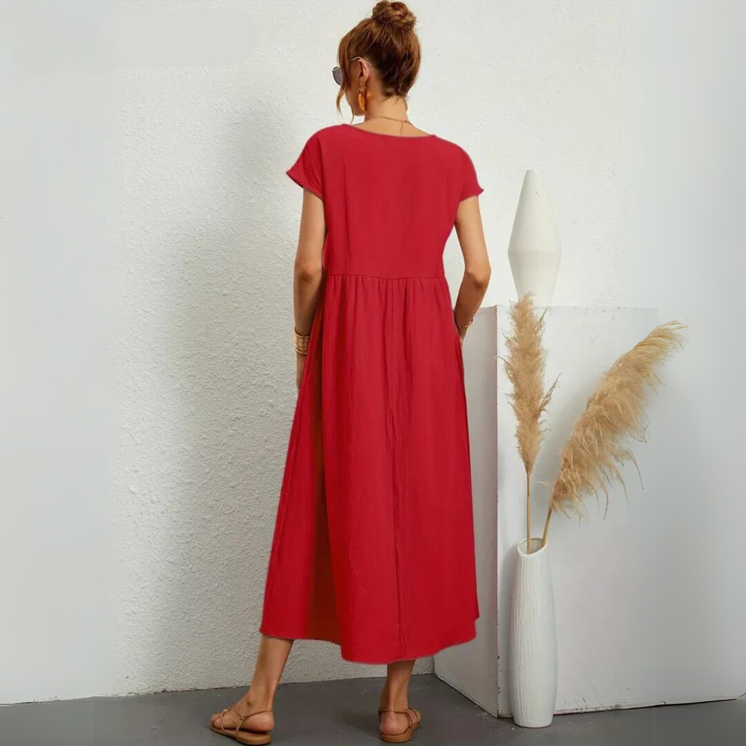 Ann™ – Pure Cotton Casual Midi Dress