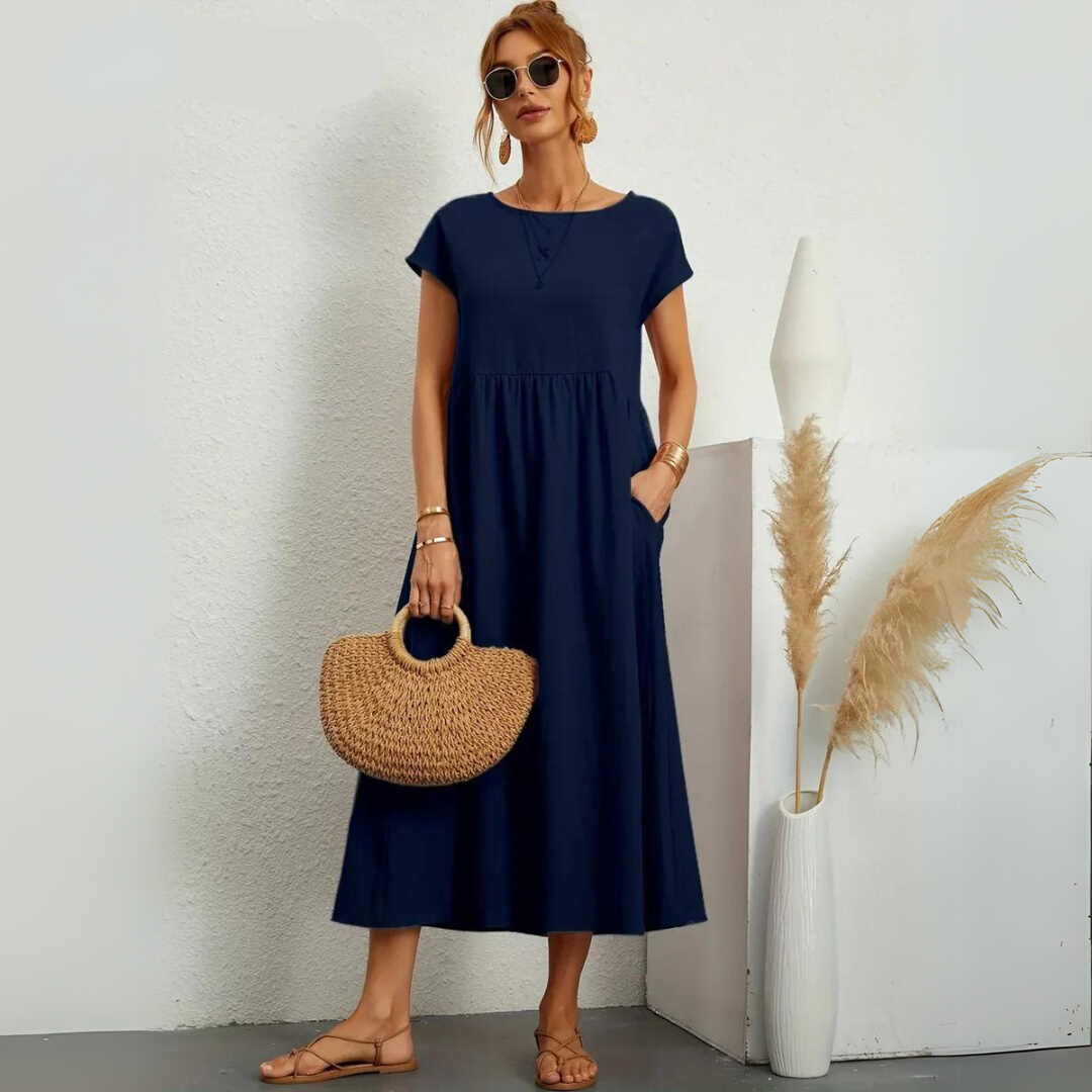 Ann™ – Pure Cotton Casual Midi Dress