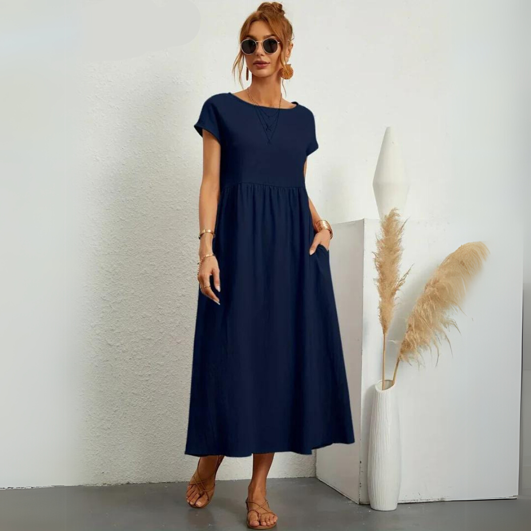 Ann™ – Pure Cotton Casual Midi Dress