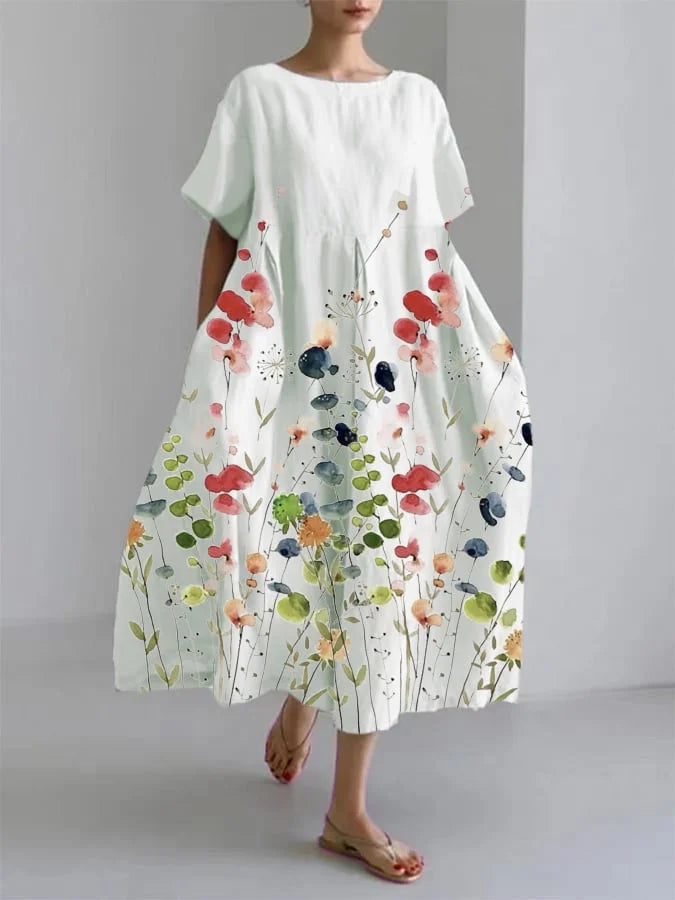 Sheila™ | Casual long dress with freedom of movement and floral style for summer days