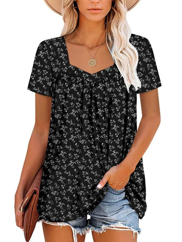 Margaret™ | Short Sleeve Fluid Top with Floral Print