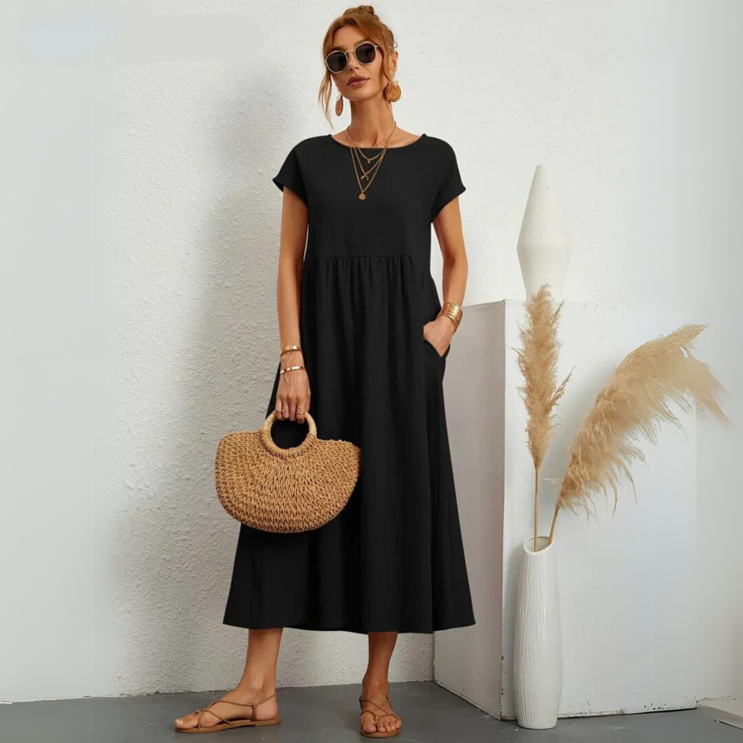 Ann™ – Pure Cotton Casual Midi Dress