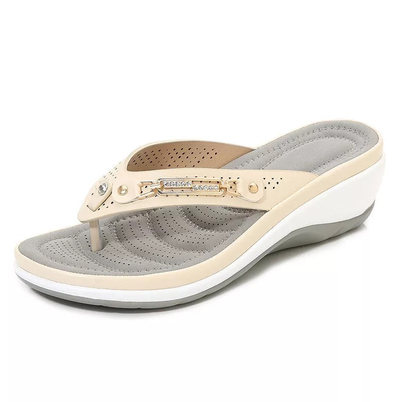 Sandales en cuir avec soutien de voûte plantaire et coussin doux pour femmes