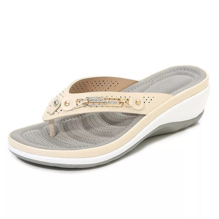 Sandales en cuir avec soutien de voûte plantaire et coussin doux pour femmes