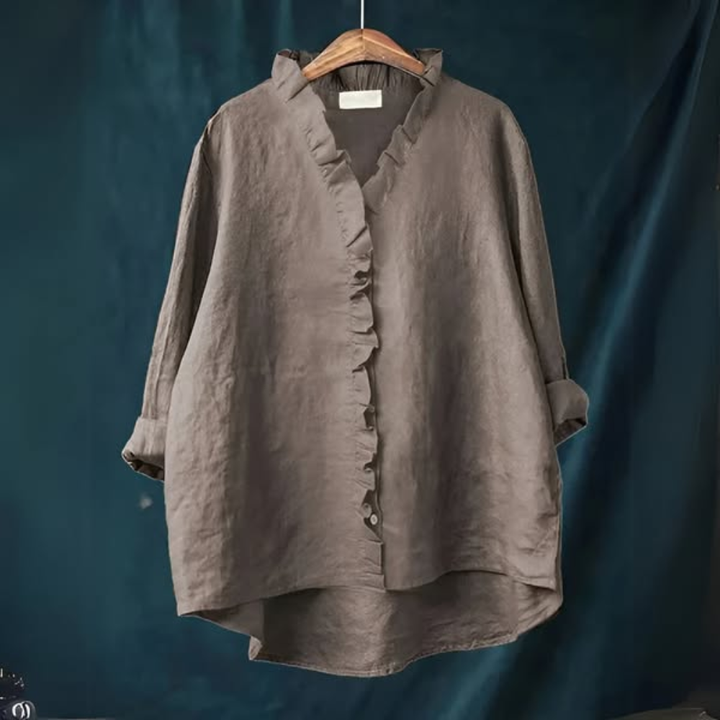 Wendy | Loose-fitting blouse with ruffle collar for women