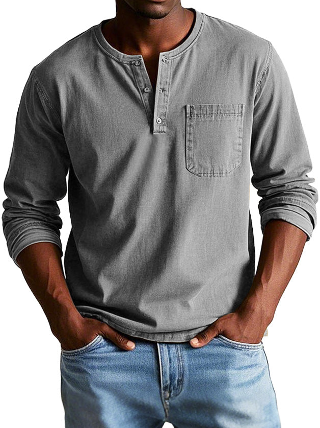 Richard  | Men's Casual Henley T-shirt with Buttons and Chest Pocket