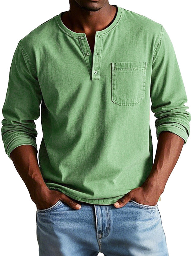 Richard  | Men's Casual Henley T-shirt with Buttons and Chest Pocket