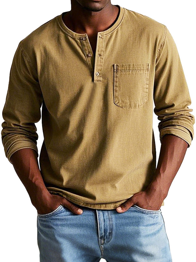 Richard  | Men's Casual Henley T-shirt with Buttons and Chest Pocket