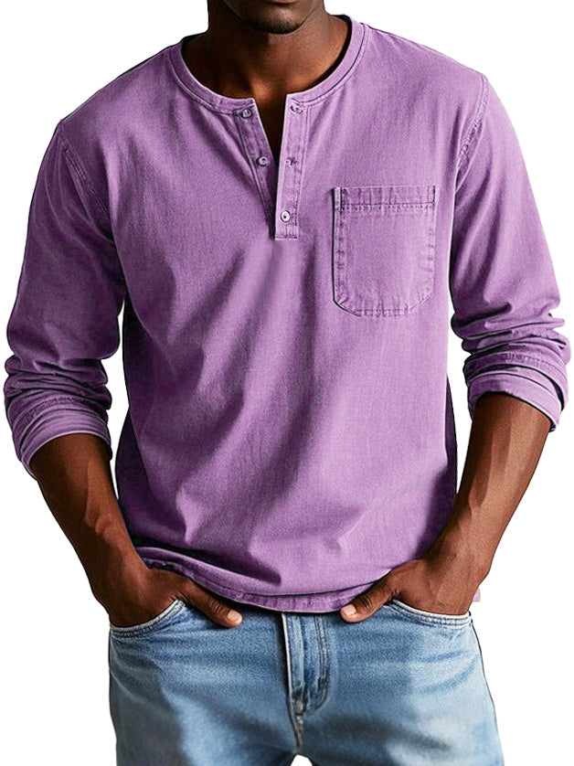 Richard  | Men's Casual Henley T-shirt with Buttons and Chest Pocket