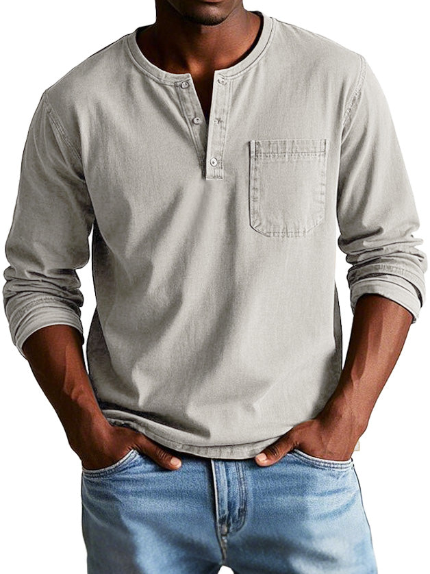 Richard  | Men's Casual Henley T-shirt with Buttons and Chest Pocket