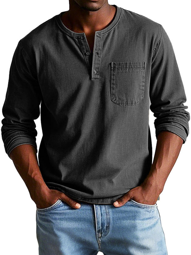 Richard  | Men's Casual Henley T-shirt with Buttons and Chest Pocket