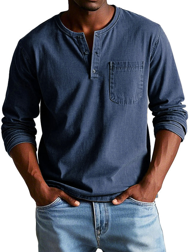 Richard  | Men's Casual Henley T-shirt with Buttons and Chest Pocket