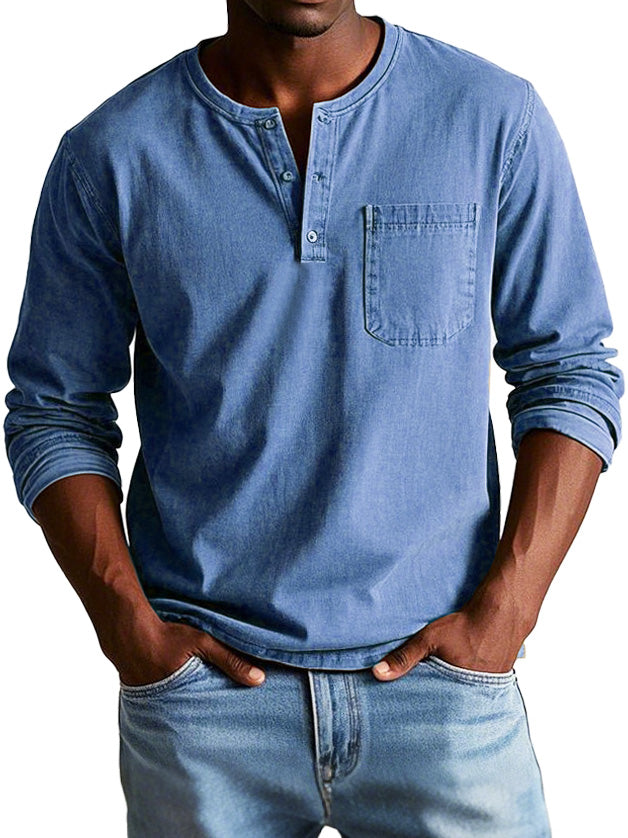 Richard  | Men's Casual Henley T-shirt with Buttons and Chest Pocket