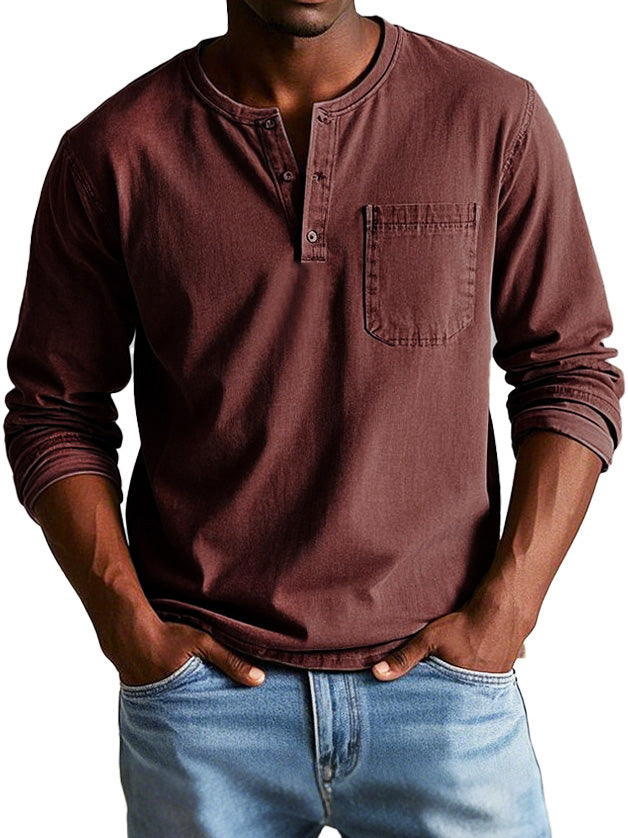 Richard  | Men's Casual Henley T-shirt with Buttons and Chest Pocket