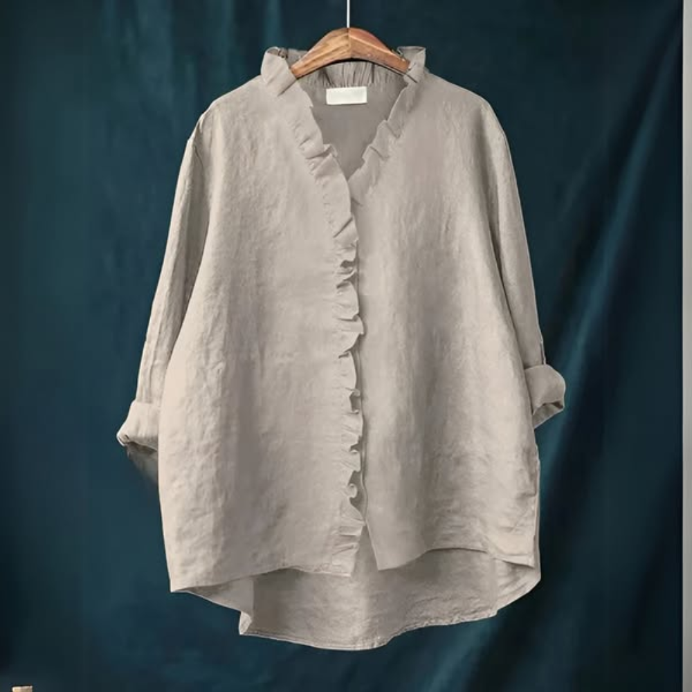 Wendy | Loose-fitting blouse with ruffle collar for women